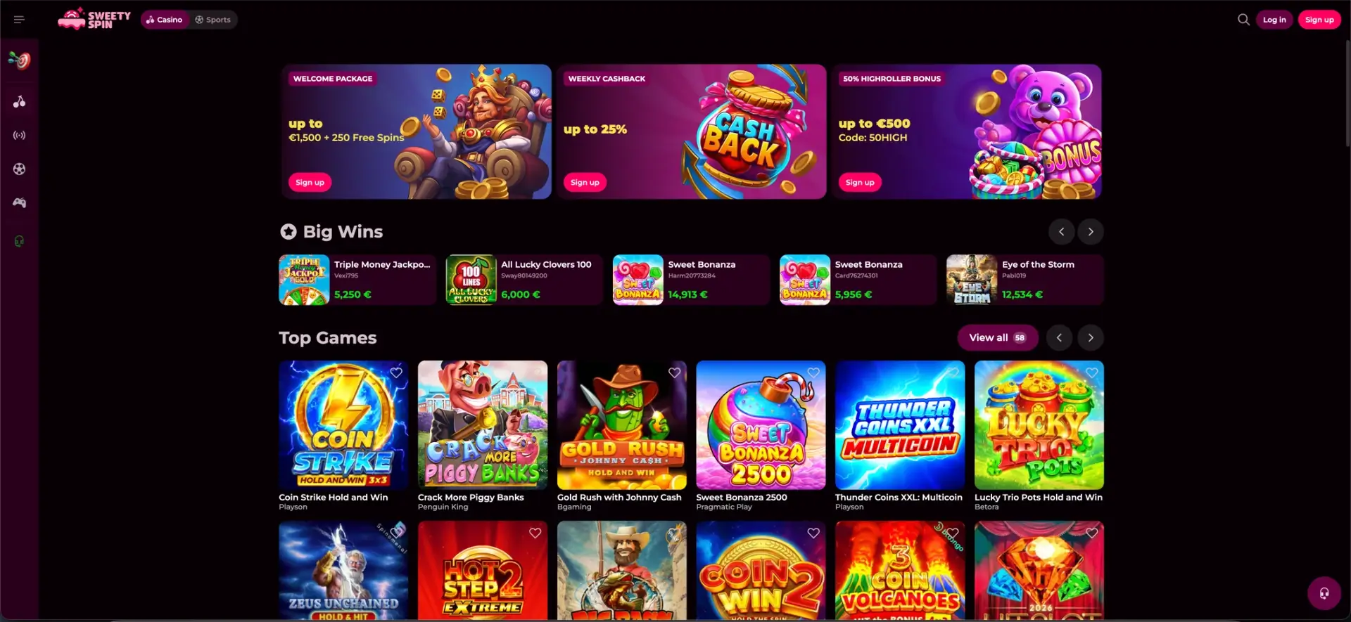Sweetyspin Casino welcome offer