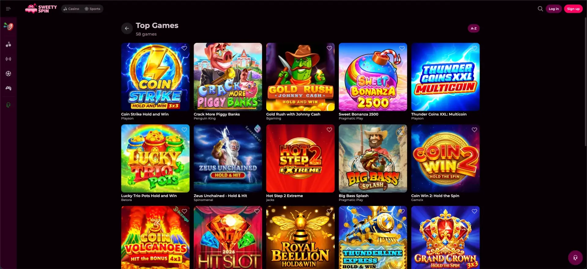Sweetyspin Casino interface and features