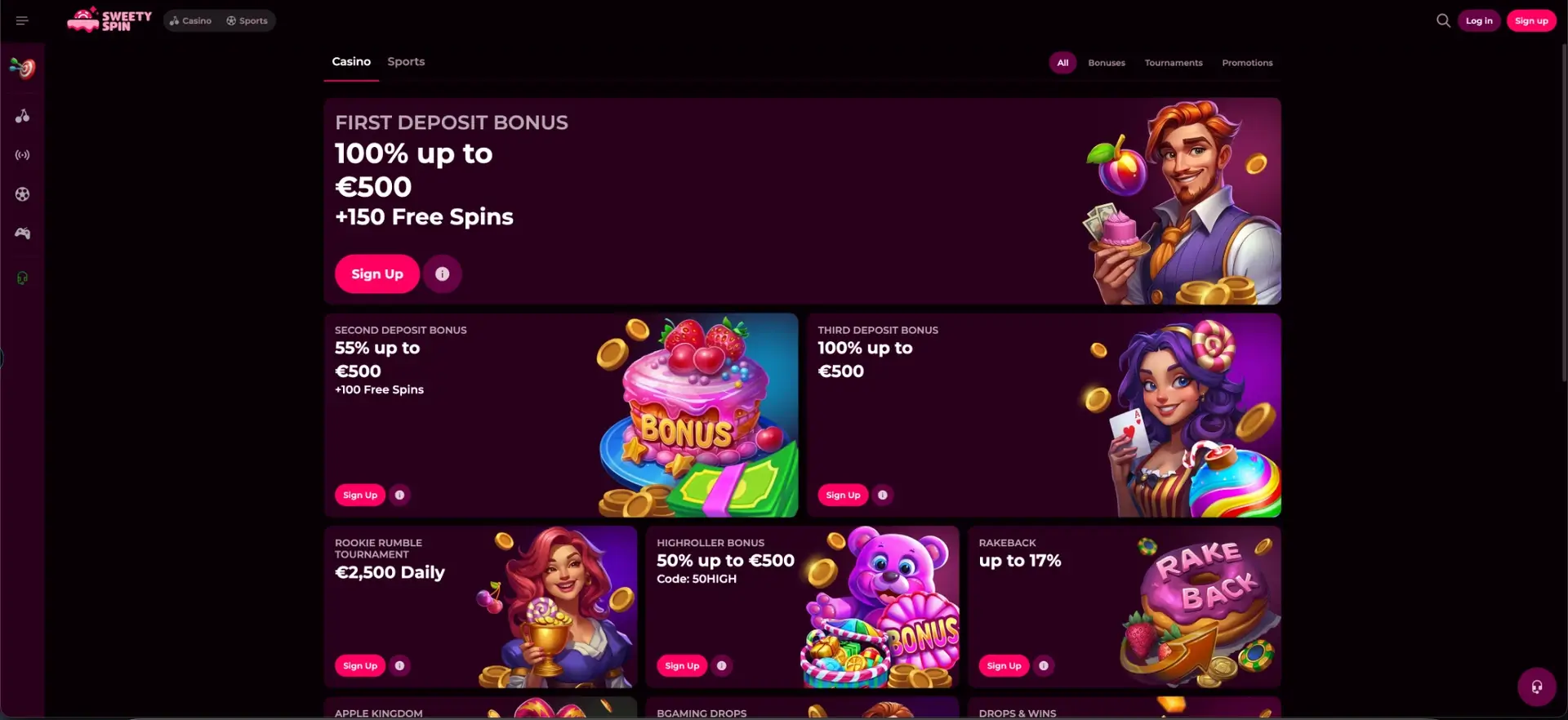 Sweetyspin Casino interface and features